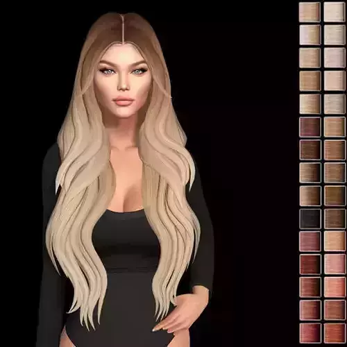 Female hair style rigged 3D model Low-poly 3D model