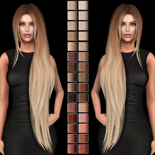 Female hair style rigged 3D model Low-poly 3D model