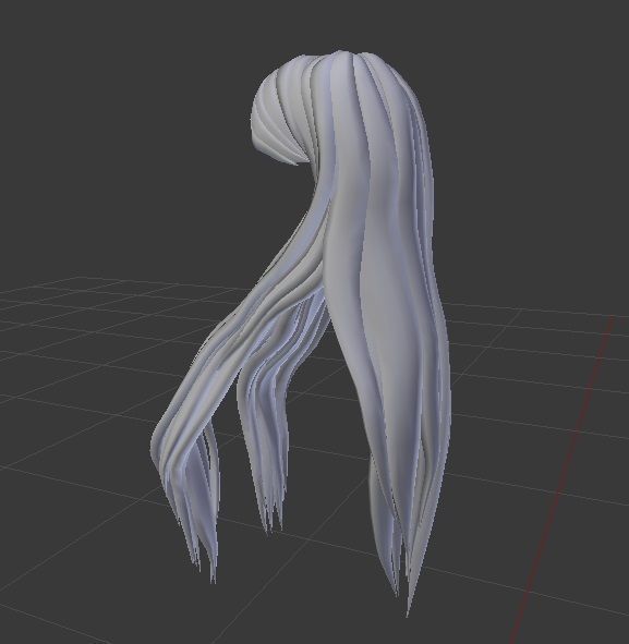 Female hair style rigged 3D model Low-poly 3D model_1