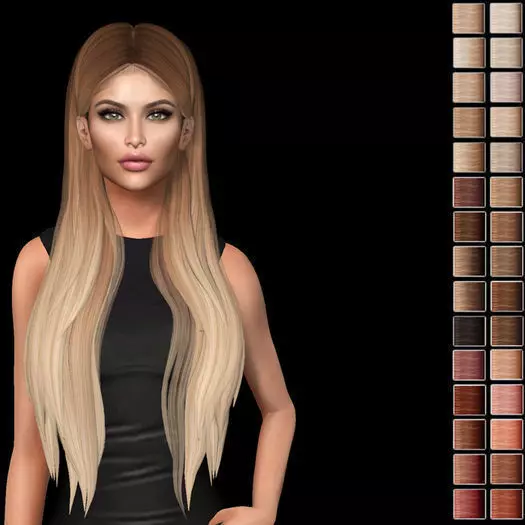 Female hair style rigged 3D model Low-poly 3D model_0