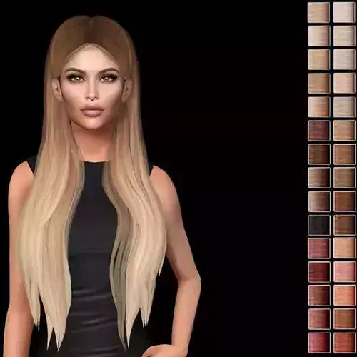 Female hair style rigged 3D model