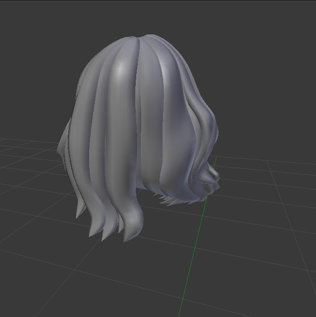 Female hair style rigged 3D model Low-poly 3D model_1