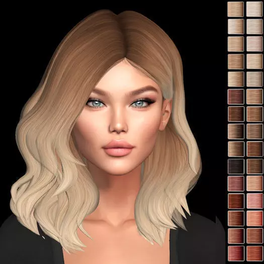 Female hair style rigged 3D model Low-poly 3D model_0