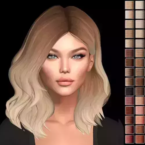 Female hair style rigged 3D model Low-poly 3D model