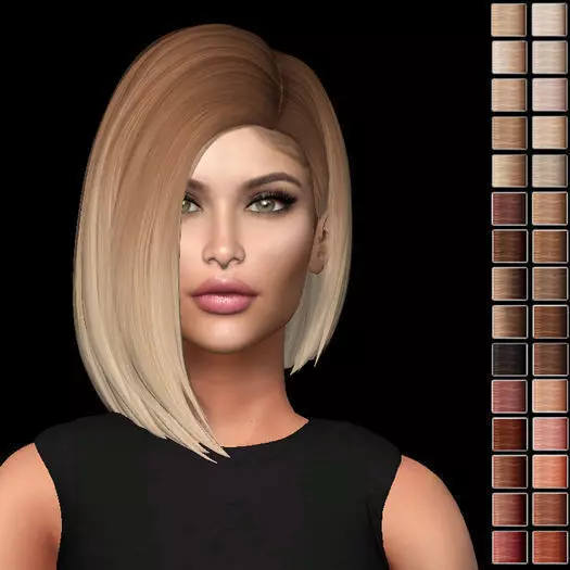 Female hair style rigged 3D model Low-poly 3D model_0