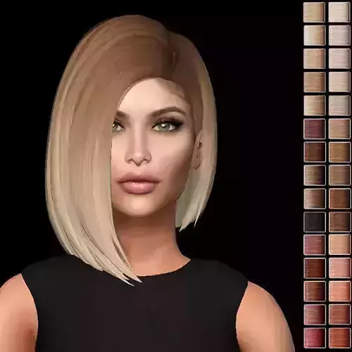 Female hair style rigged 3D model Low-poly 3D model