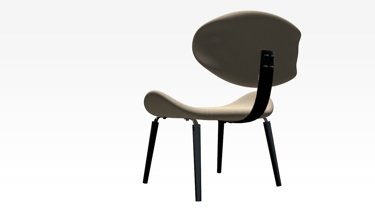 Chair 3D model with legs Low-poly 3D model_1