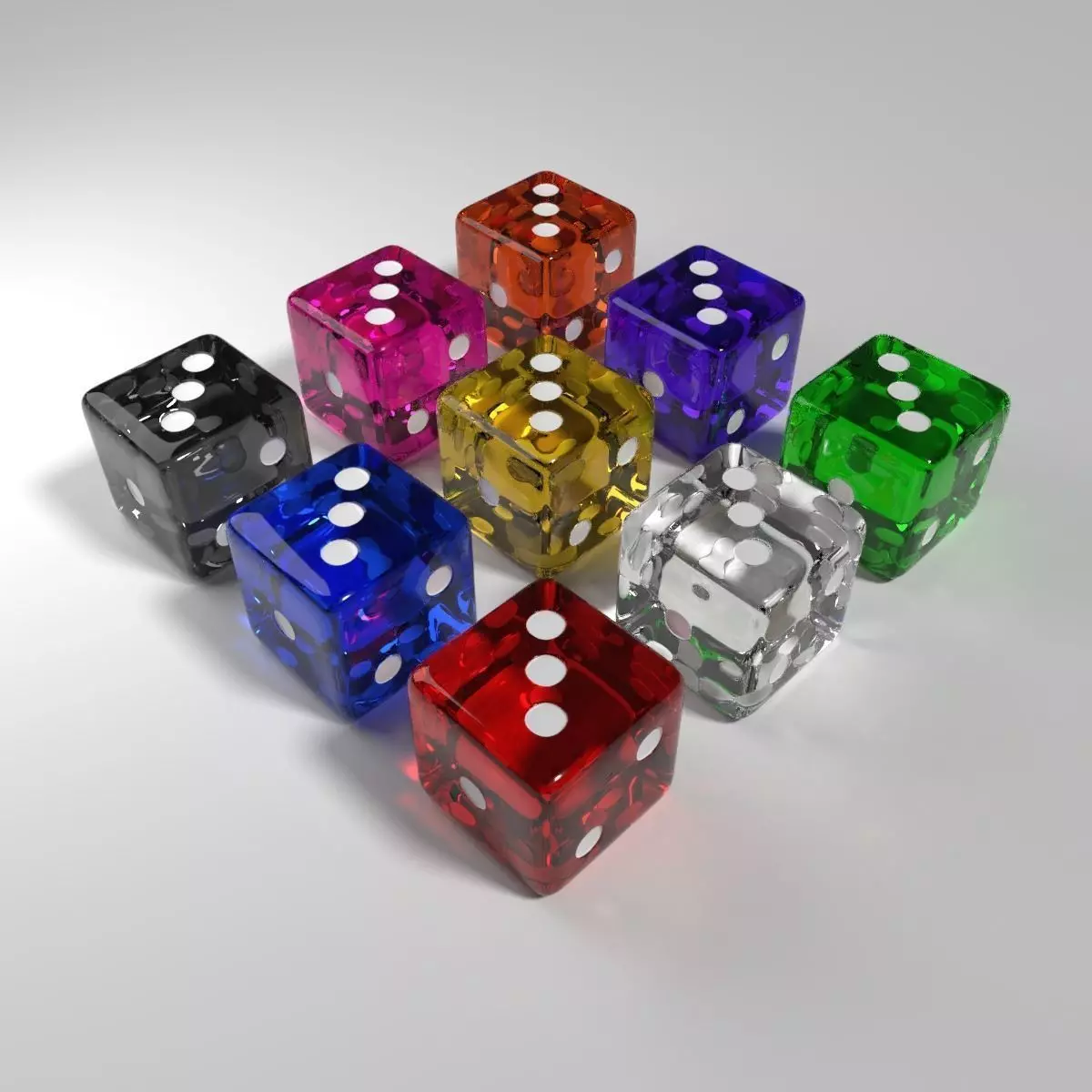 Glass Dice Low-poly 3D model_0
