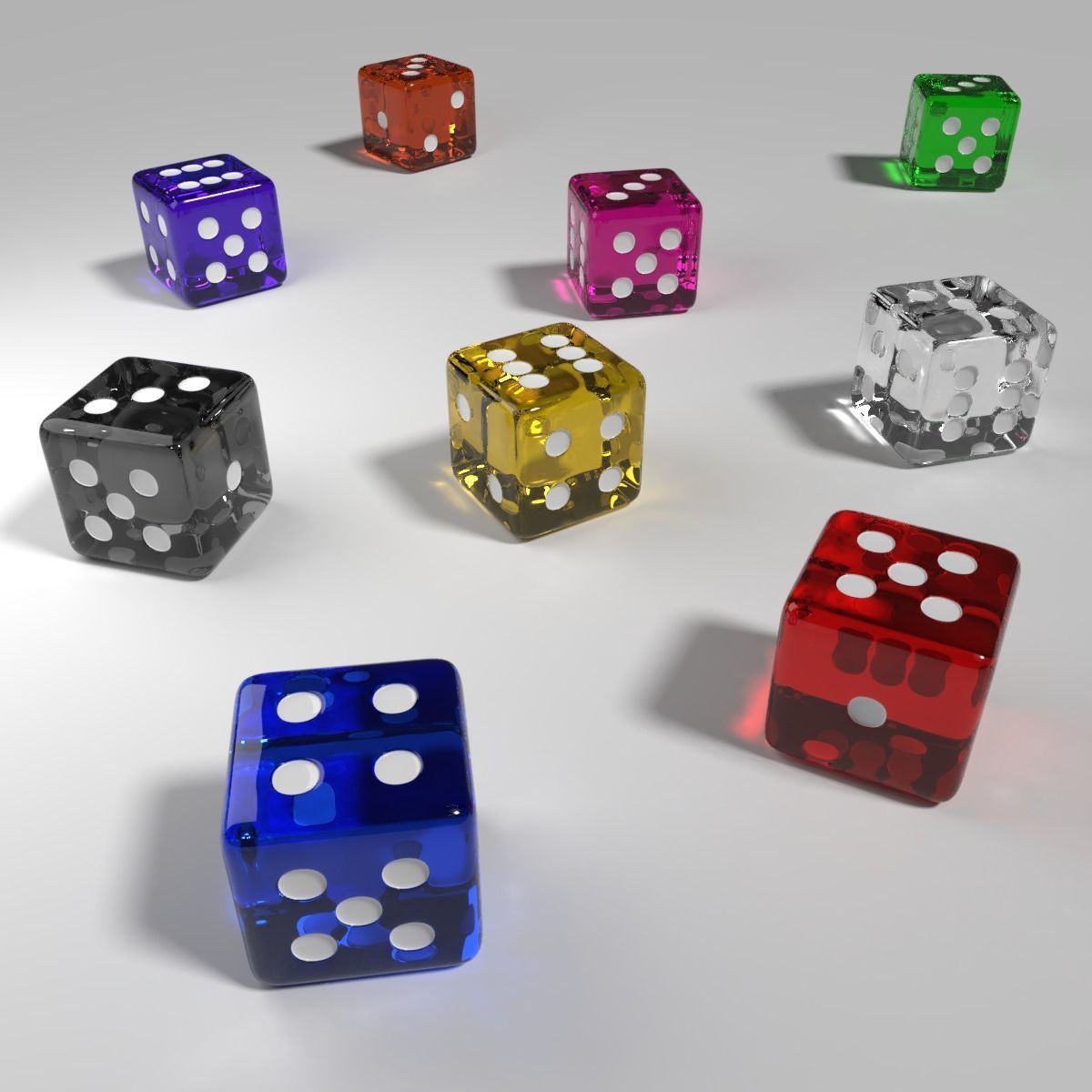 Glass Dice Low-poly 3D model_1