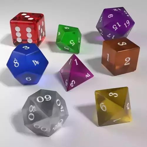 Role Playing Glass Dice Collection Low-poly 3D model