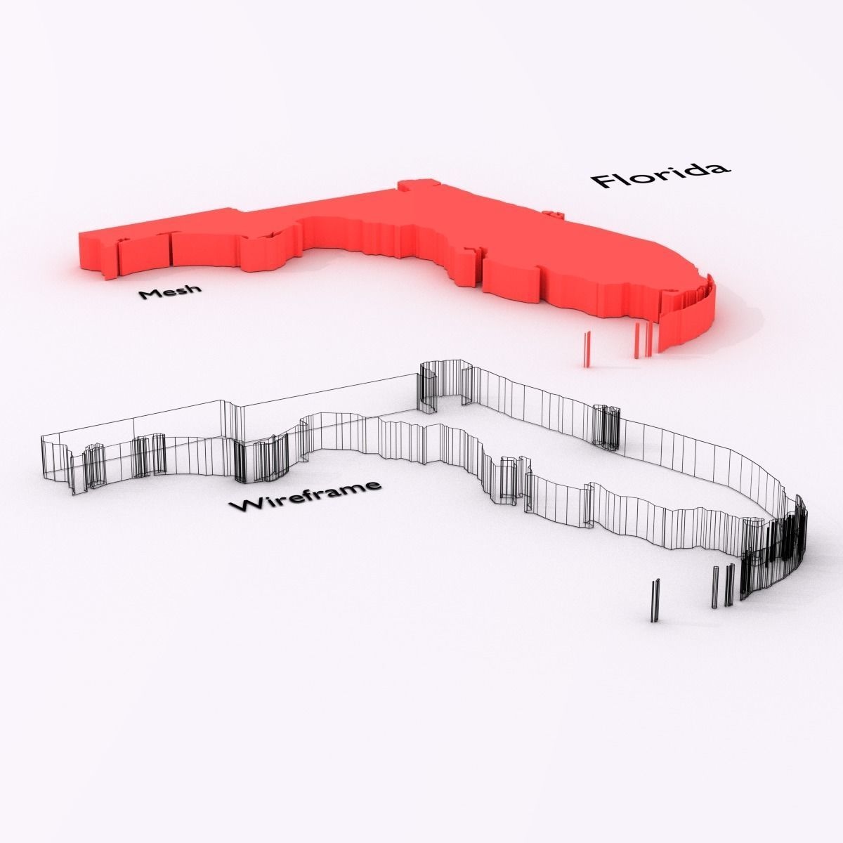 Map of the United States of America USA Low-poly 3D model_16
