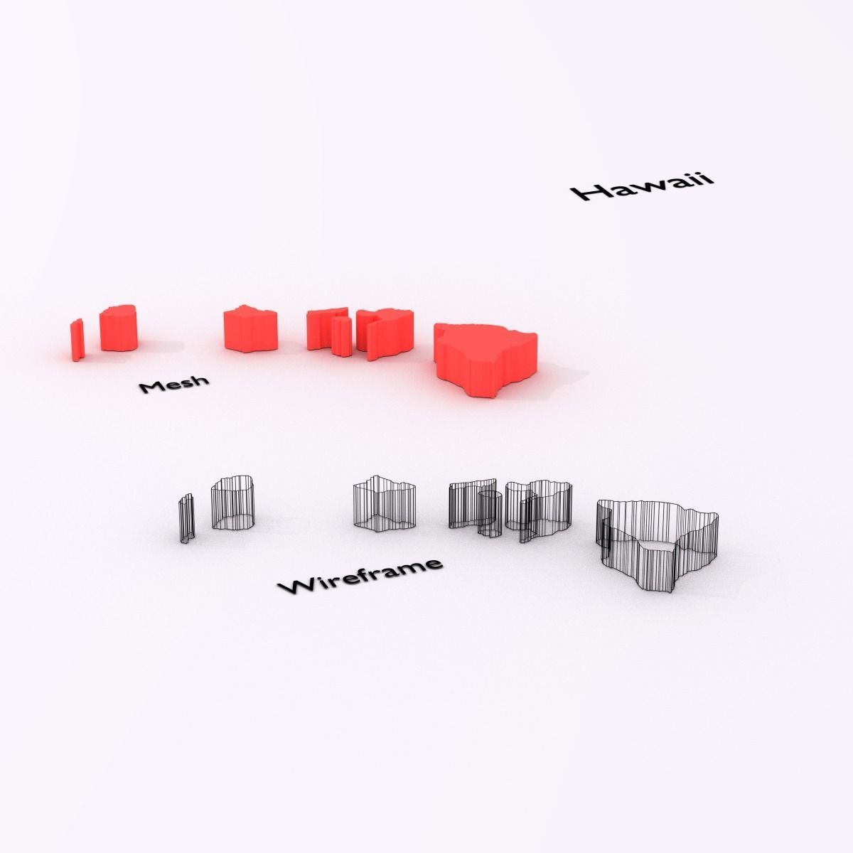 Map of the United States of America USA Low-poly 3D model_15