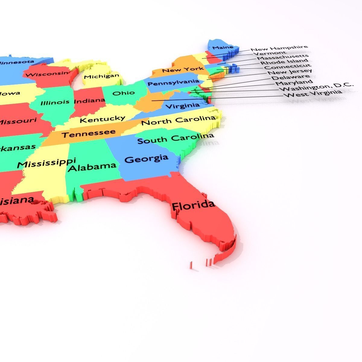Map of the United States of America USA Low-poly 3D model_13
