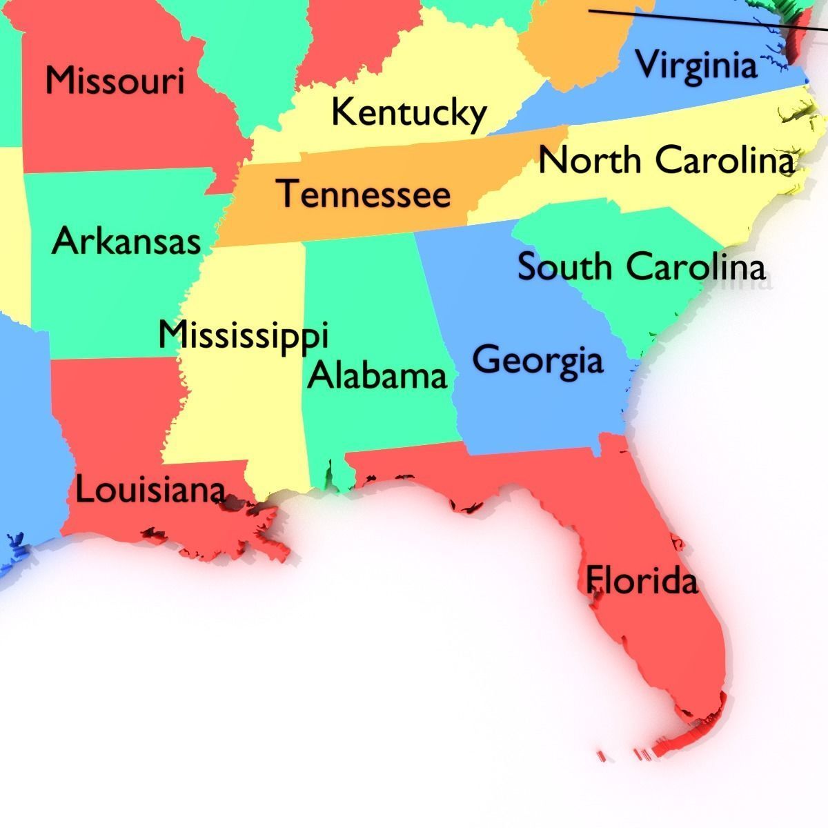 Map of the United States of America USA Low-poly 3D model_9