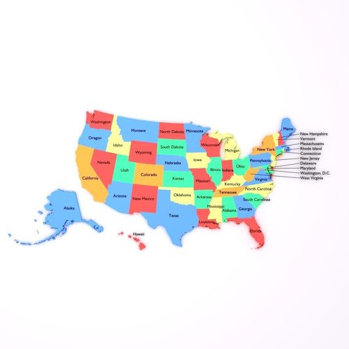 Map of the United States of America USA Low-poly 3D model