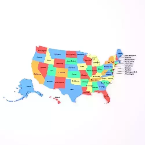 Map of the United States of America USA Low-poly 3D model