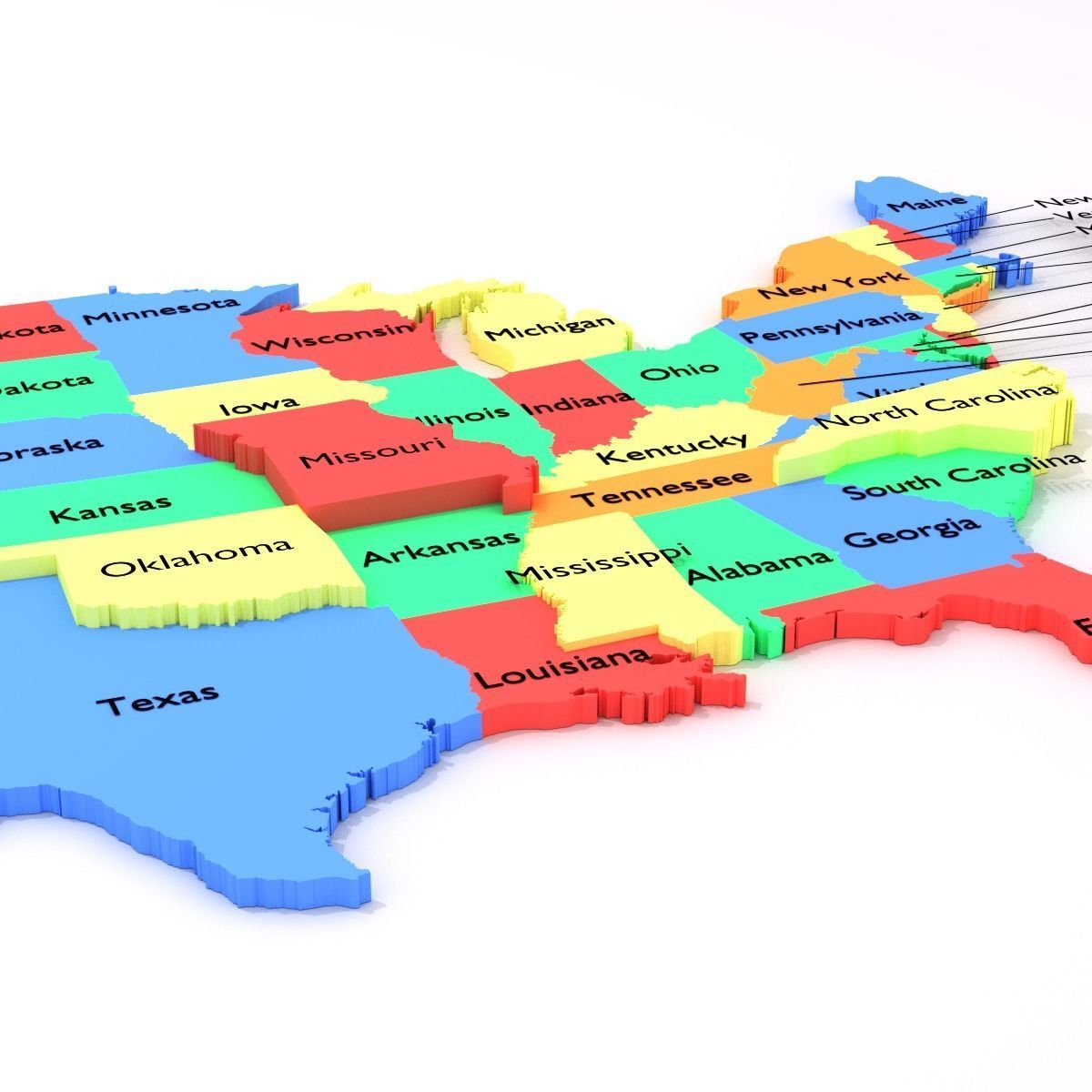 Map of the United States of America USA Low-poly 3D model_14