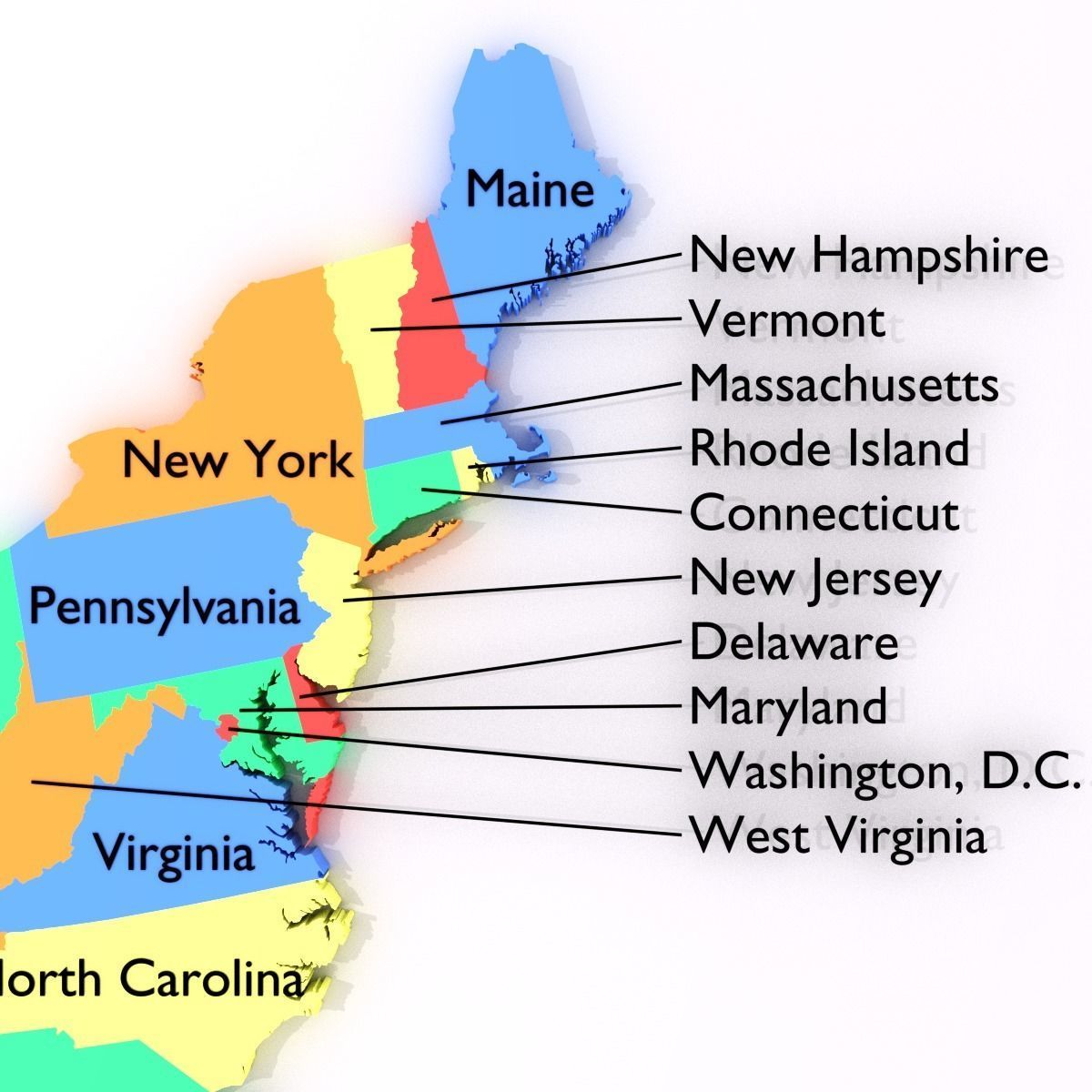 Map of the United States of America USA Low-poly 3D model_8