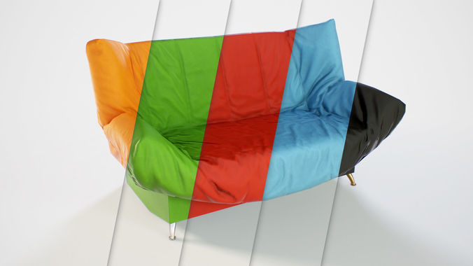 PBR Customizable Futon Sofa Low-poly 3D model