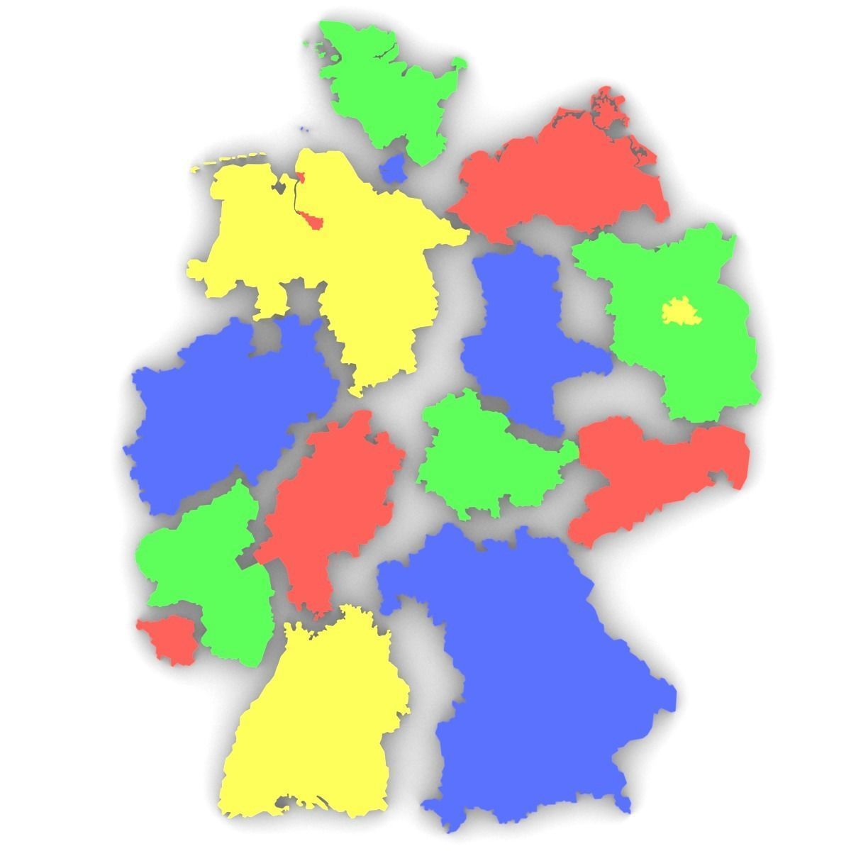Map of Germany Low-poly 3D model_4