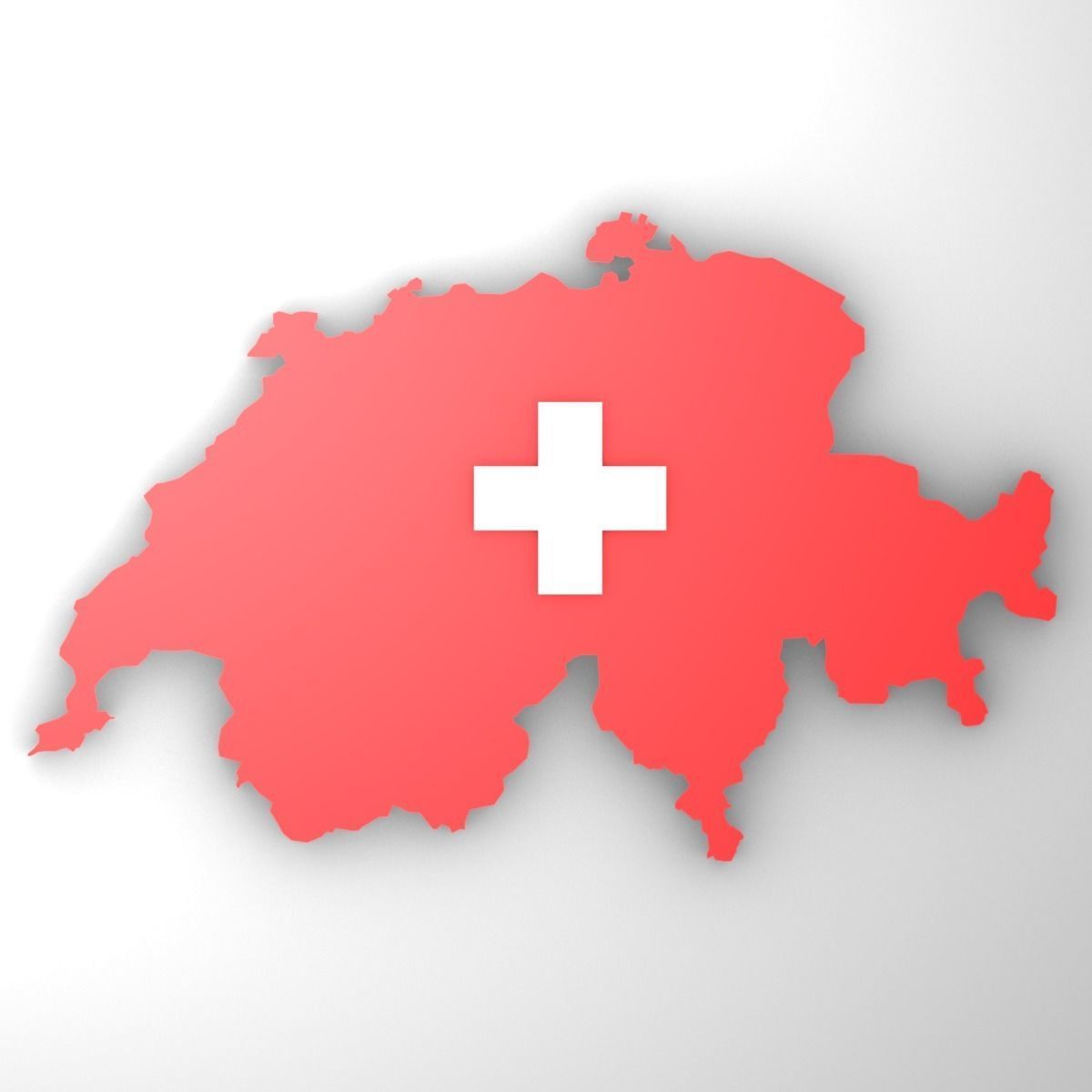Map of Switzerland Low-poly 3D model_1