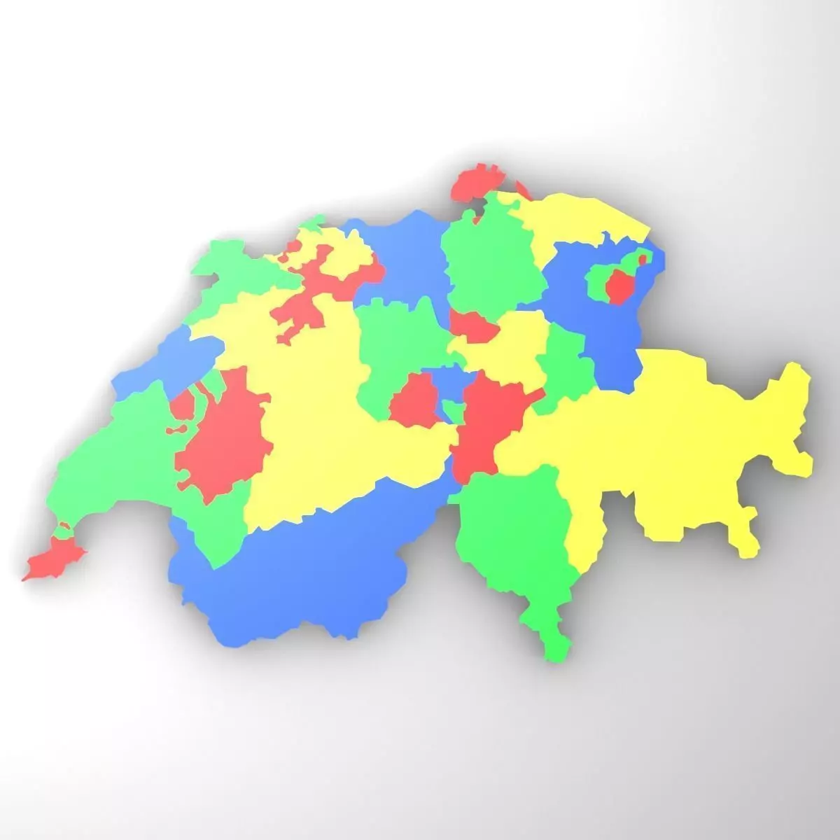Map of Switzerland Low-poly 3D model_0
