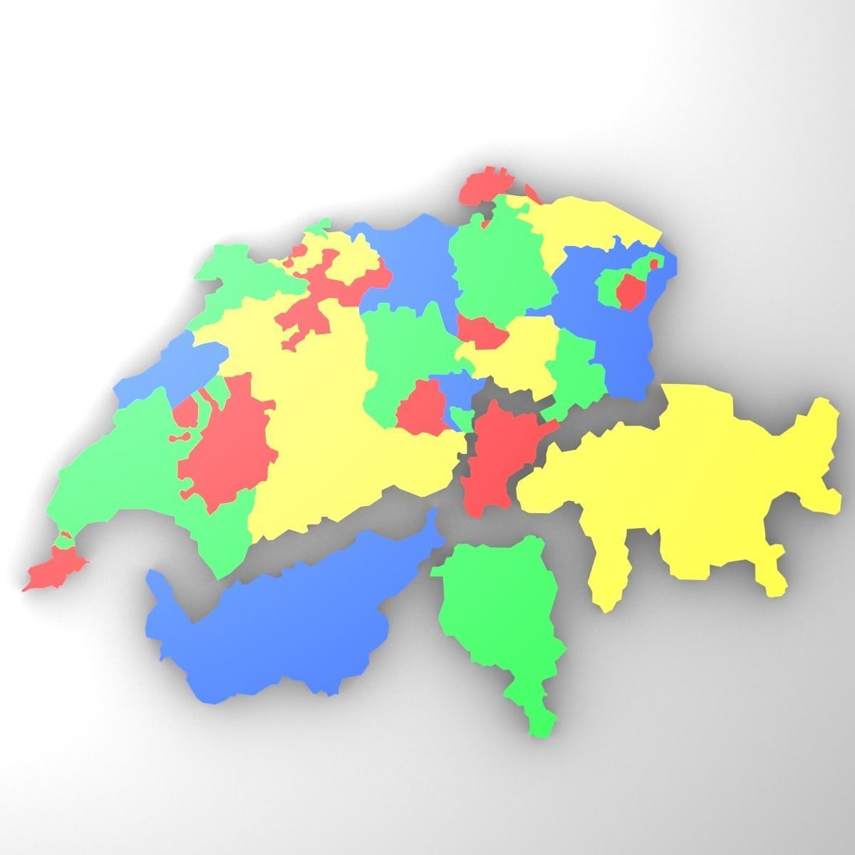 Map of Switzerland Low-poly 3D model_4