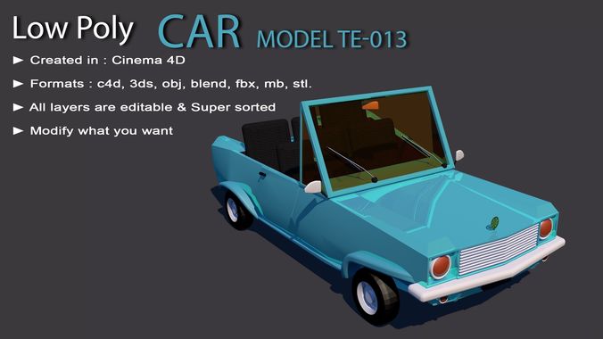 Low Poly Car  Model TE-013 Low-poly 3D model