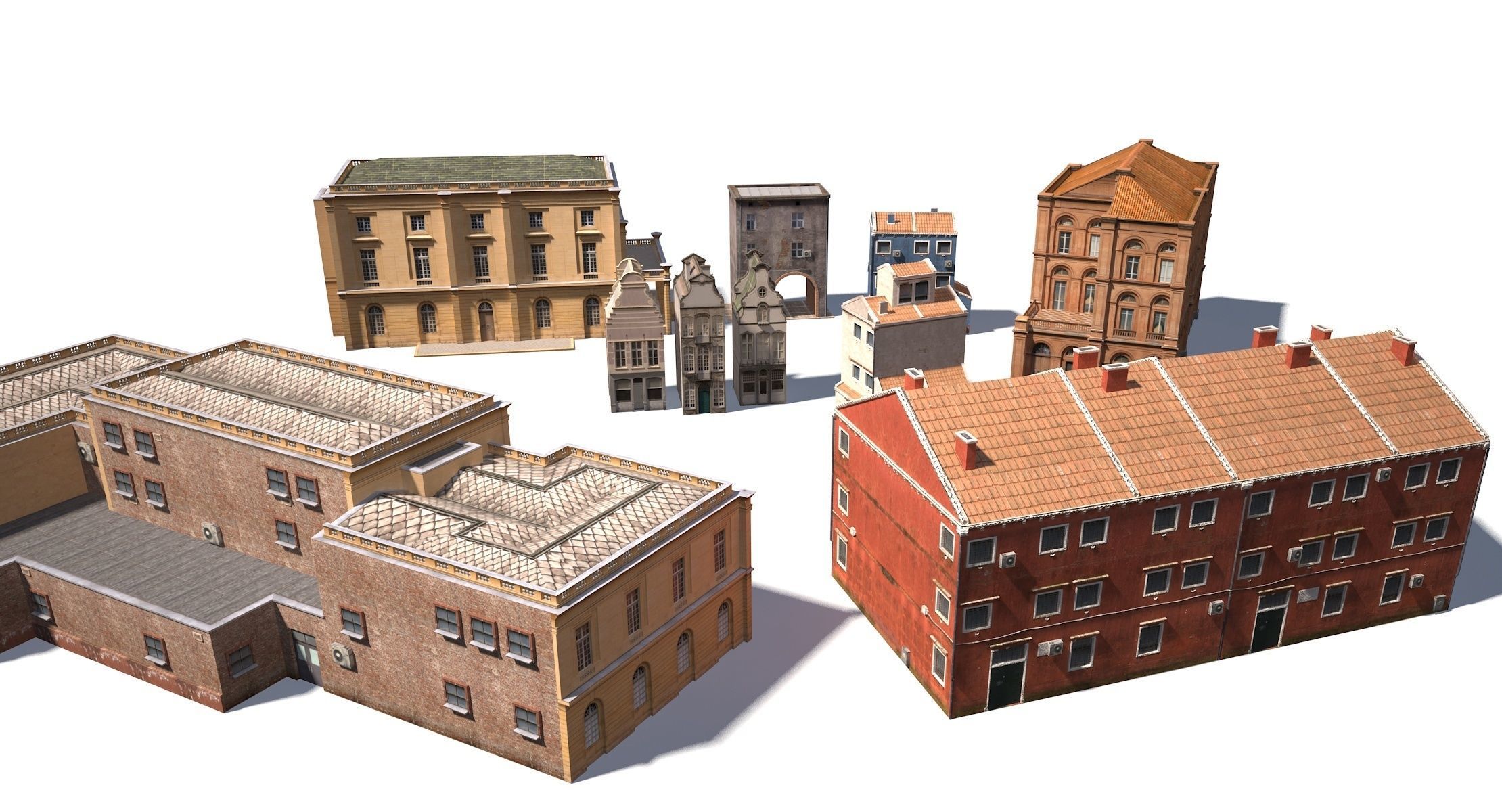Apartment Buildings BUNDLE Low Poly Low-poly 3D model_2