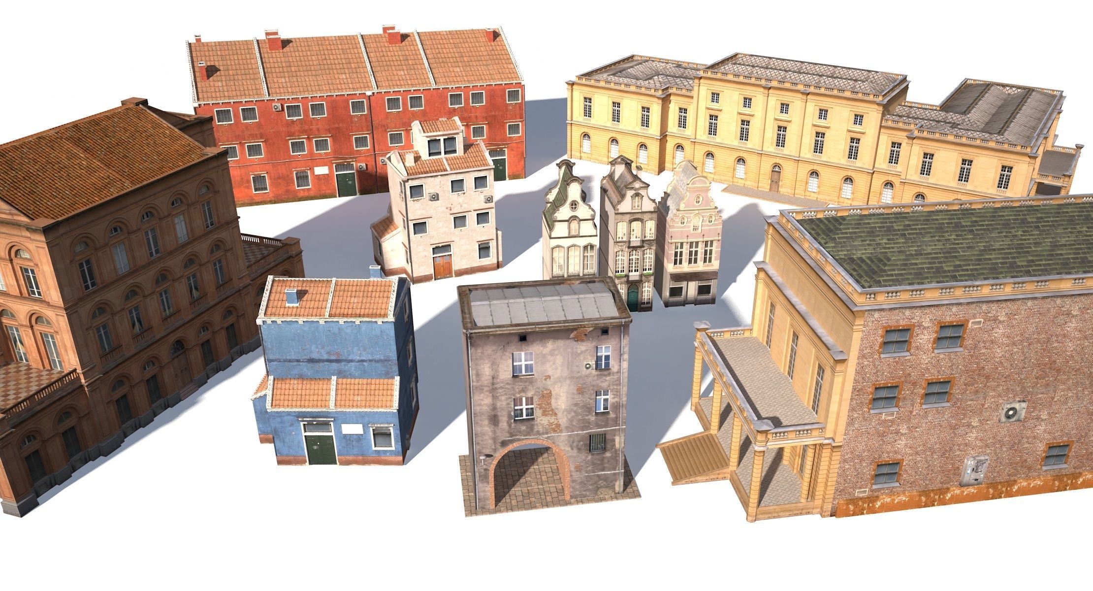 Apartment Buildings BUNDLE Low Poly Low-poly 3D model_1