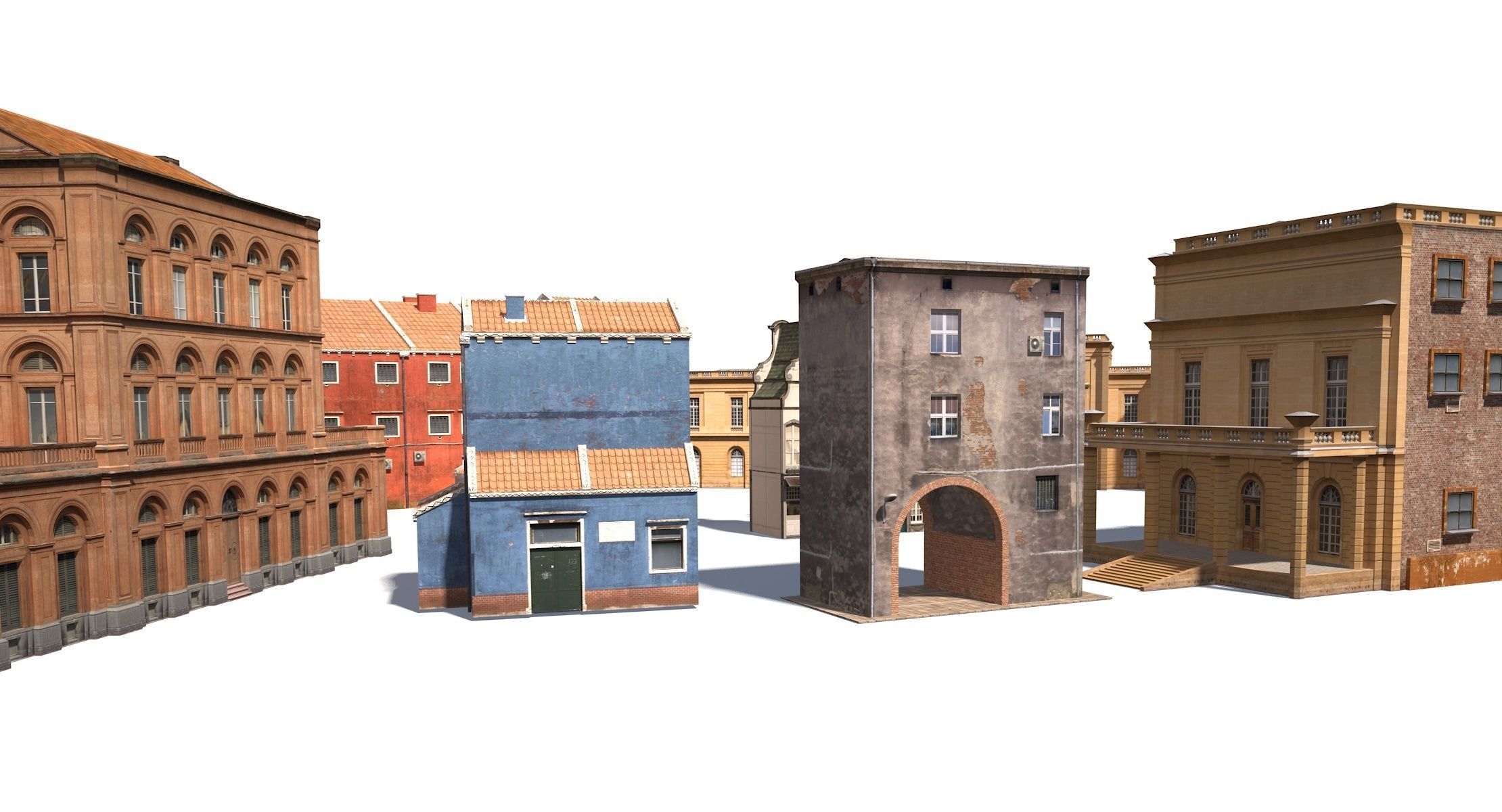 Apartment Buildings BUNDLE Low Poly Low-poly 3D model_3