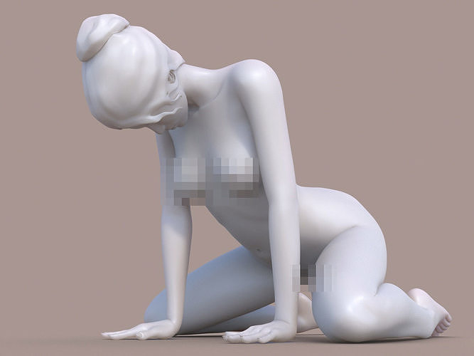 Woman on knees 3D print model