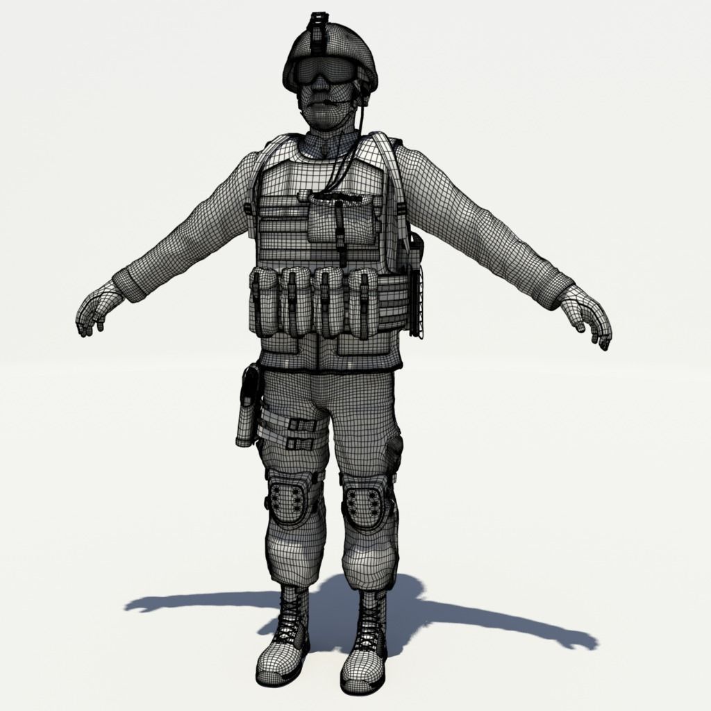 Rigged US marine 3D model_10