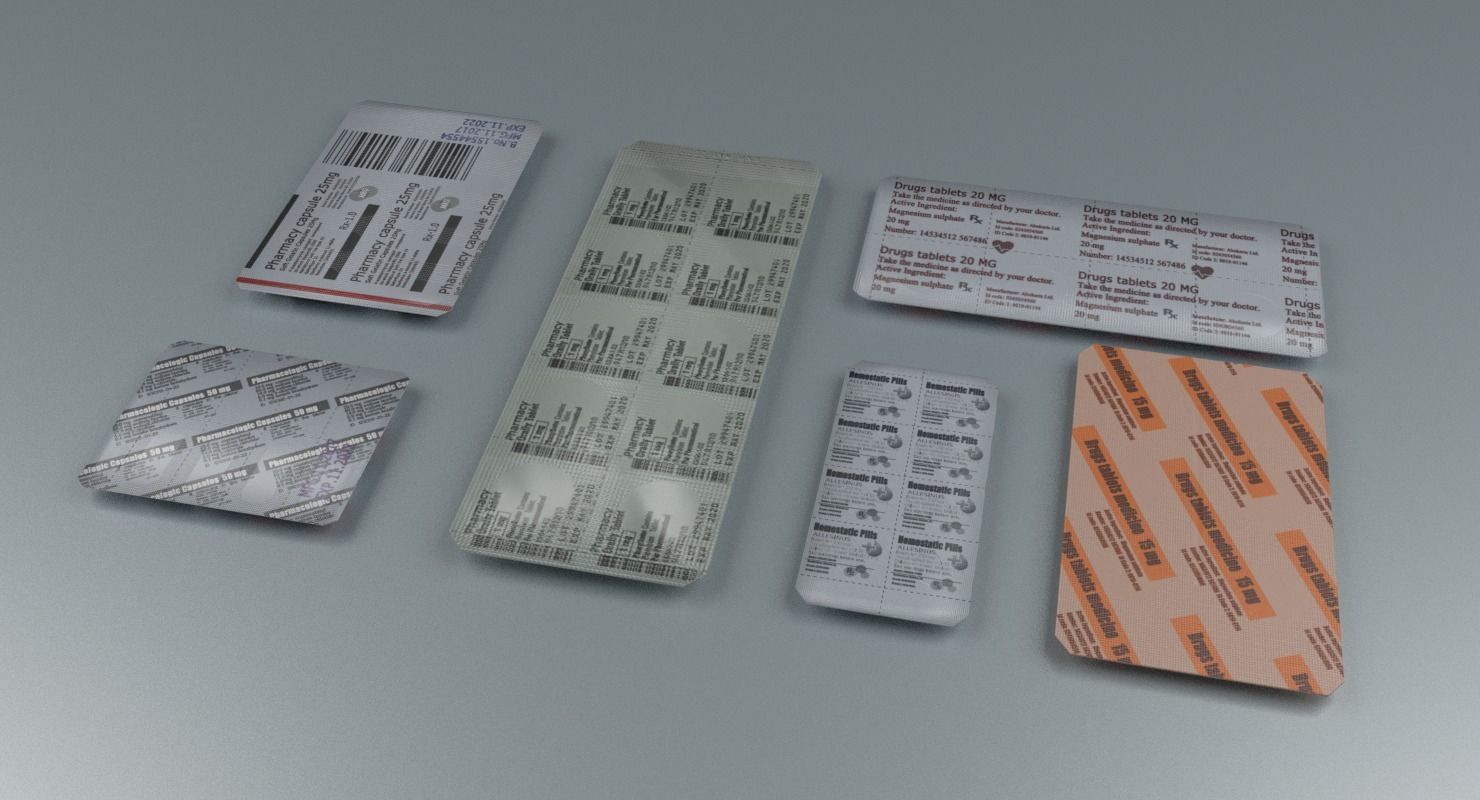 Pills and Capsules Collection Low-poly 3D model_2