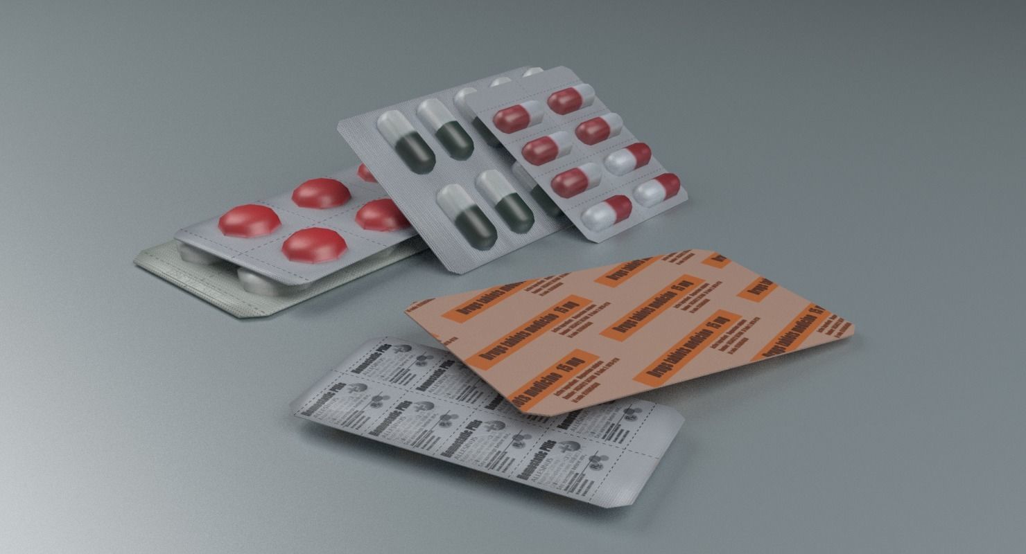 Pills and Capsules Collection Low-poly 3D model_6