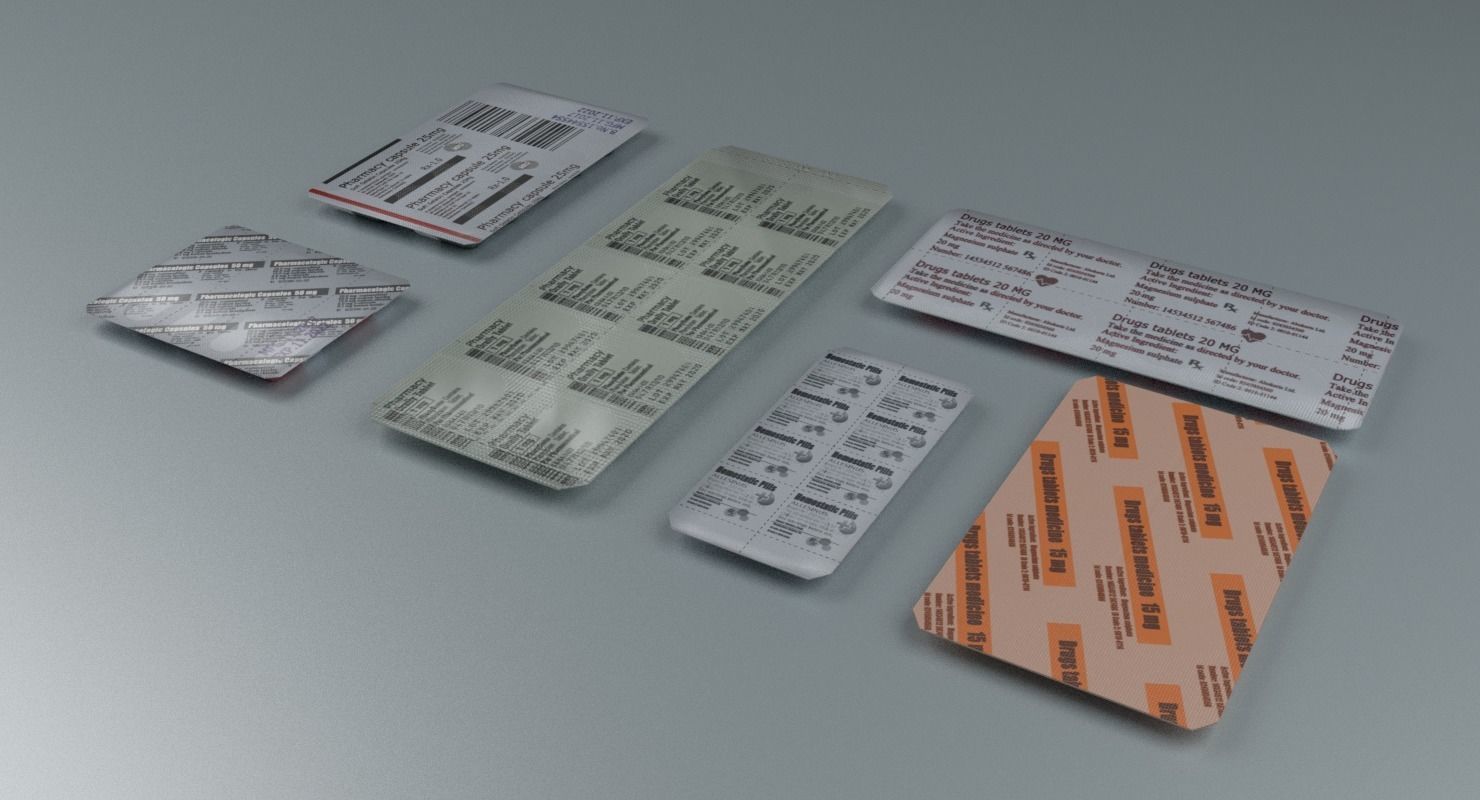 Pills and Capsules Collection Low-poly 3D model_1