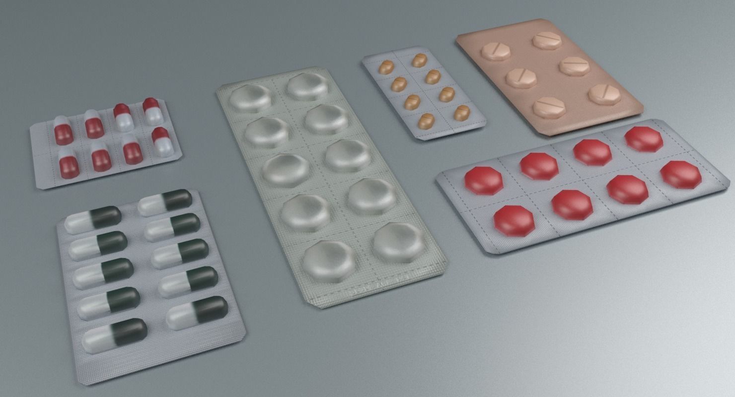 Pills and Capsules Collection Low-poly 3D model_3