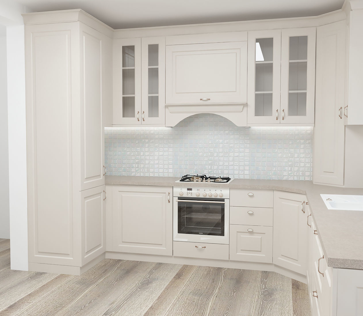 Warm Cappuccino Kitchen 3D model_1