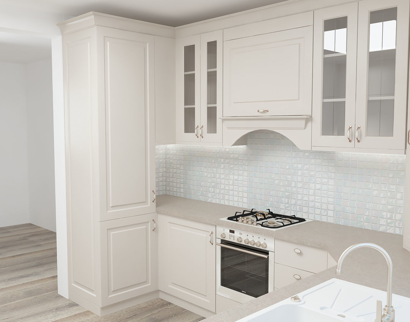 Warm Cappuccino Kitchen 3D model_2