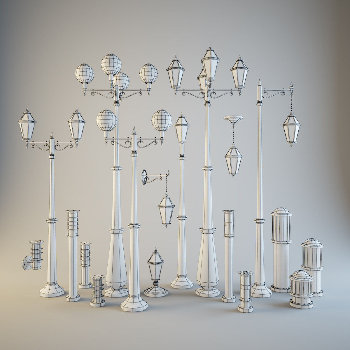 Street Lighting Set 3D model_1