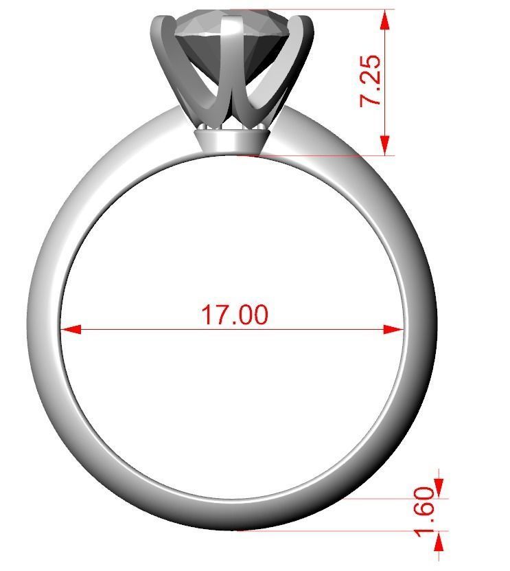 Engagement ring with diamond many sizes 313 3D print model_13