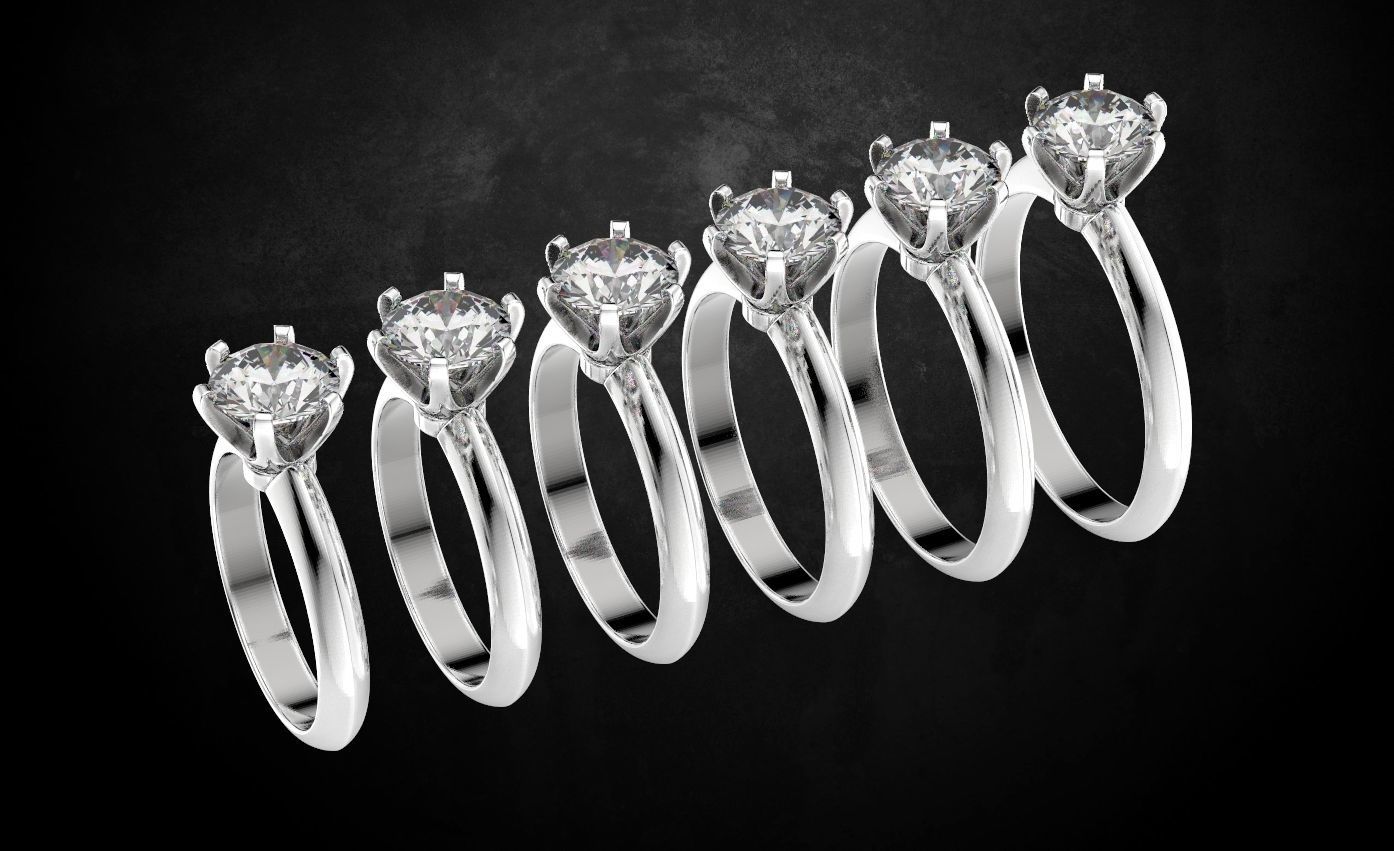 Engagement ring with diamond many sizes 313 3D print model_3