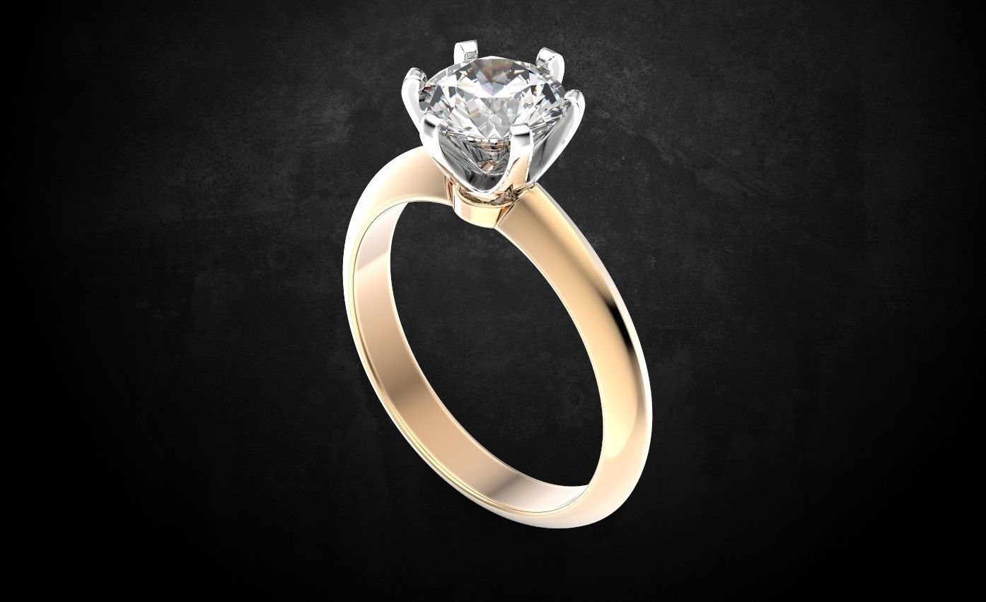 Engagement ring with diamond many sizes 313 3D print model_6
