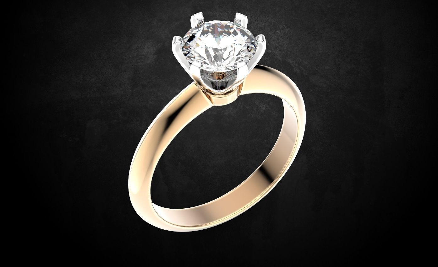 Engagement ring with diamond many sizes 313 3D print model_4