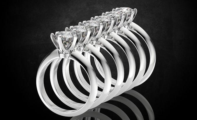Engagement ring with diamond many sizes 313 3D print model