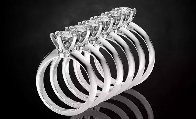 Engagement ring with diamond many sizes 313 3D print model