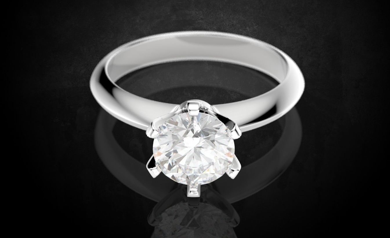 Engagement ring with diamond many sizes 313 3D print model_1