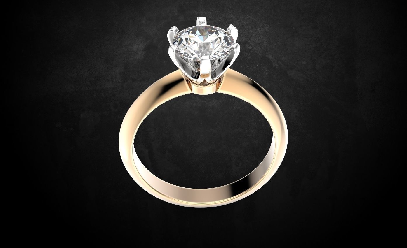 Engagement ring with diamond many sizes 313 3D print model_2