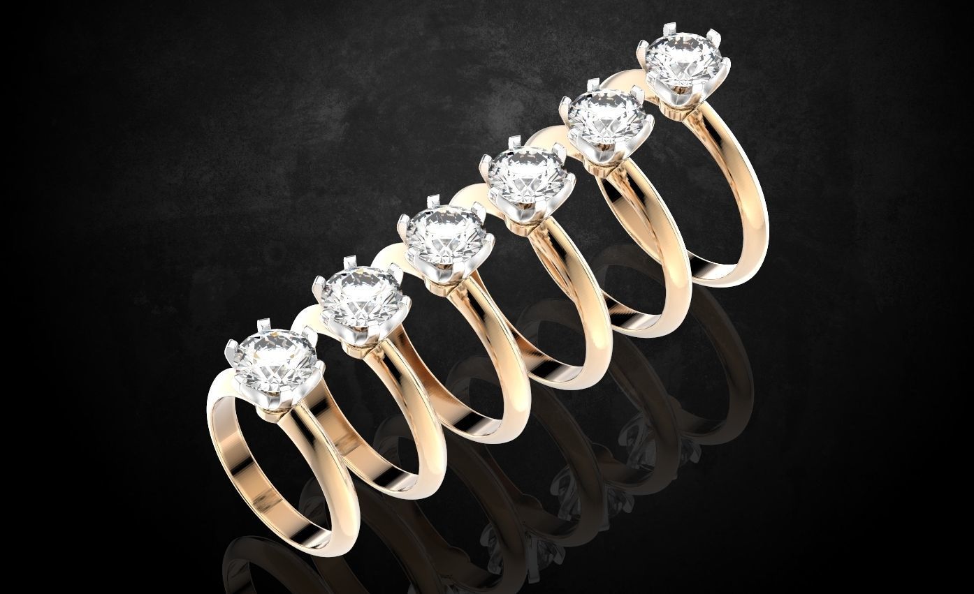 Engagement ring with diamond many sizes 313 3D print model_8