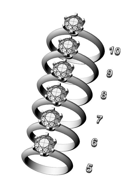 Engagement ring with diamond many sizes 313 3D print model_9
